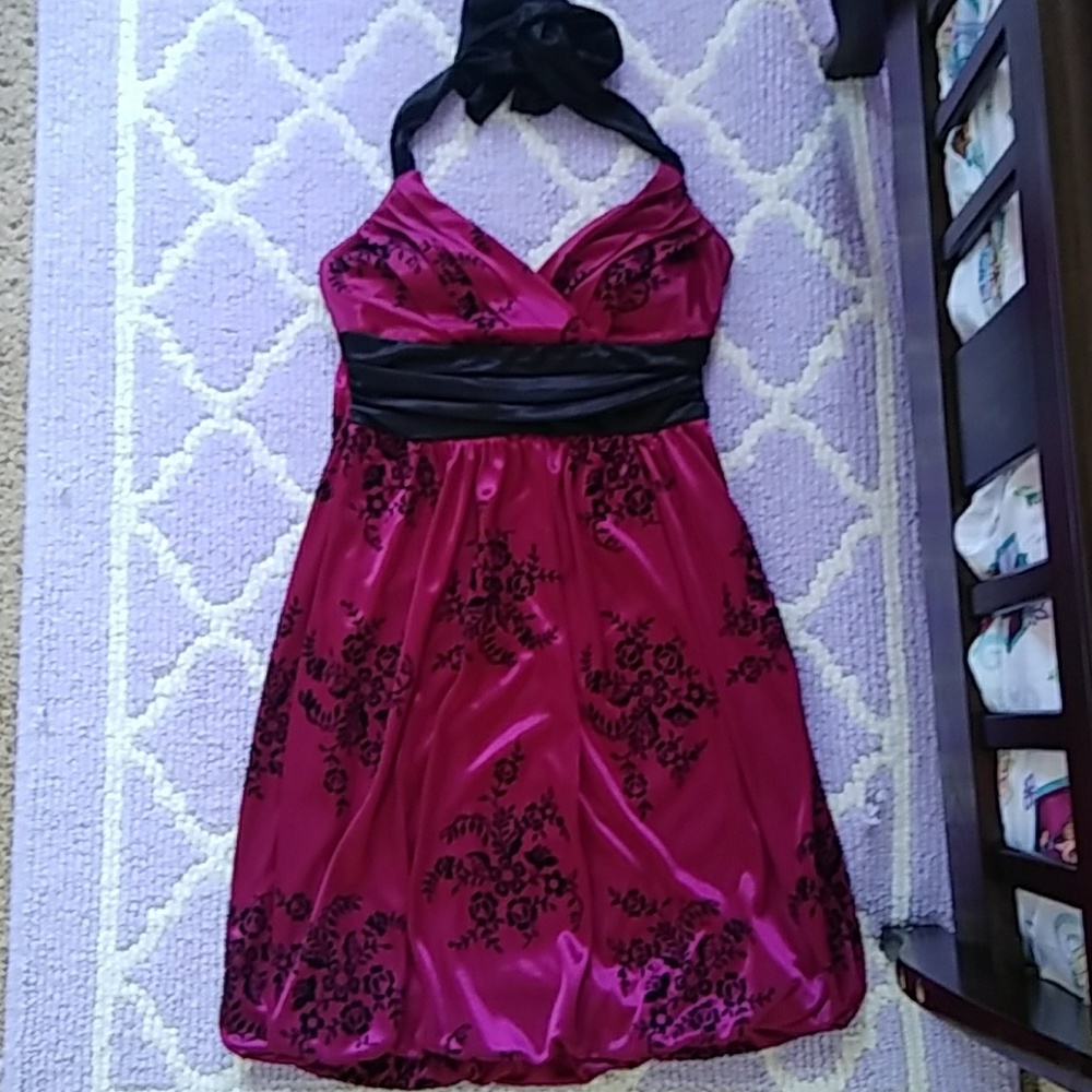 Halter style satin dress